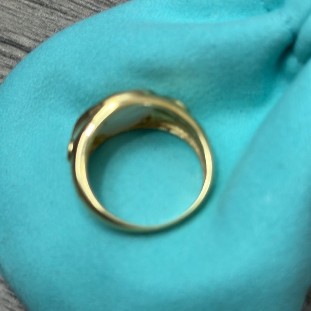 Rare Carribean Opal 14K Yellow Italian Gold Stamped Ring with Swirl - Picture 5 of 15